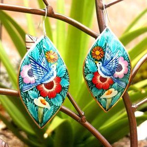 Floral Bird Design Earrings